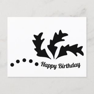 Happy Birthday Abstract Leaves Postcard