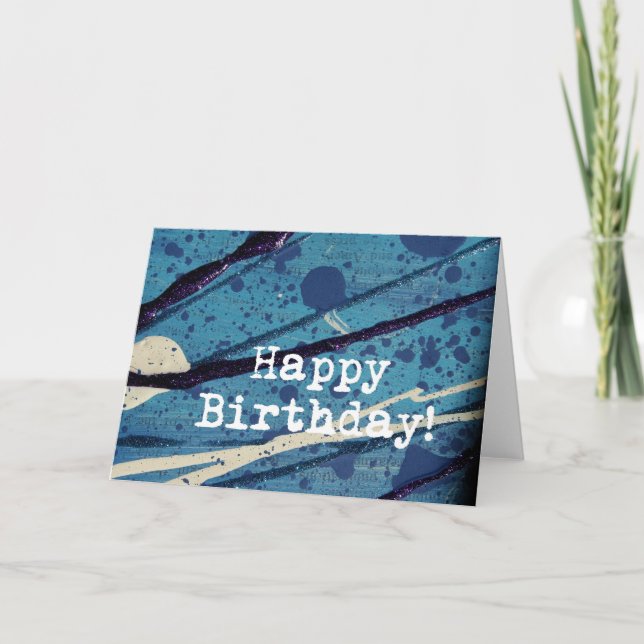 Happy Birthday Abstract Painting Card (Front)
