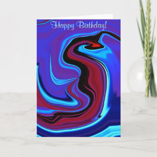 Happy Birthday Abstract Red Dragon Card