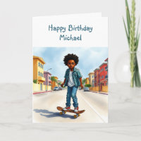Happy Birthday (Add Name) |  Boy on Bike in City