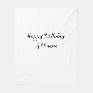 Happy birthday add name title simple minimal  fleece blanket