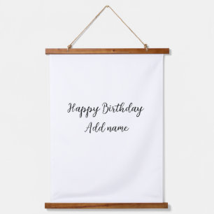 Happy birthday add name title simple minimal  hanging tapestry