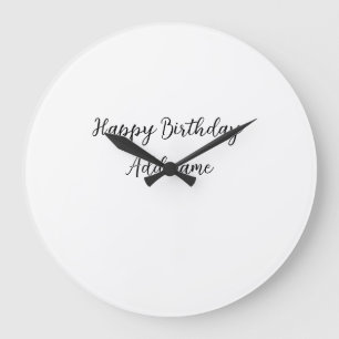 Happy birthday add name title simple minimal  large clock