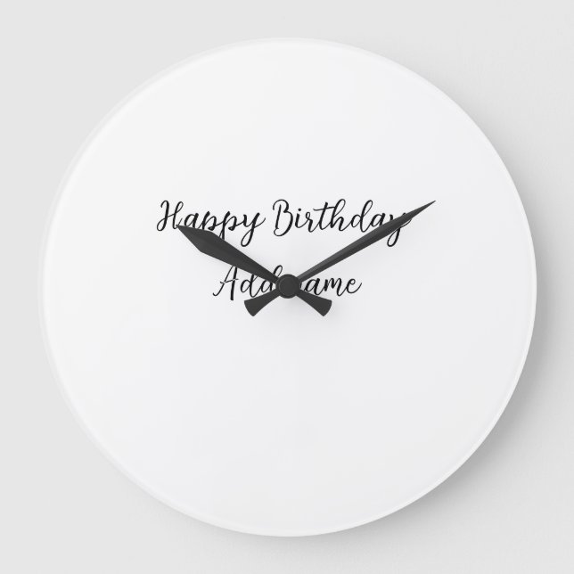 Happy birthday add name title simple minimal  large clock (Front)