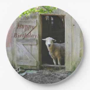 Happy Birthday Adorable Sheep Paper Plate