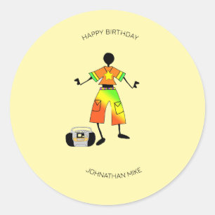 Happy Birthday, African Art Celebration Vibe Classic Round Sticker