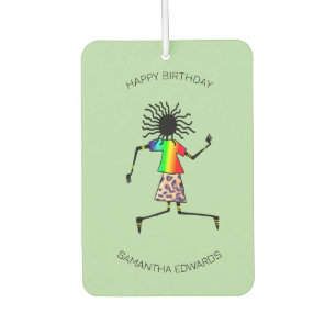 Happy Birthday, African Art Cute Happy Dancer  Air Freshener