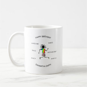 Happy Birthday, African Art Cute Happy Dancer Coffee Mug