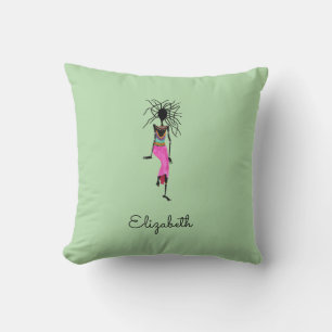 Happy Birthday, African Woman Warrior Throw Pillow
