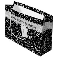 Happy Birthday Age 105 Number Pattern Black/White
