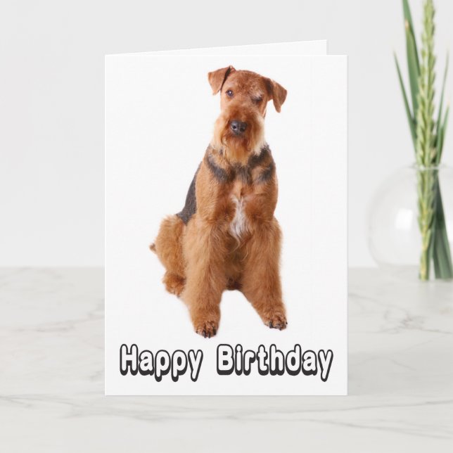 Happy Birthday Airedale Terrier Dog Greeting Card (Front)