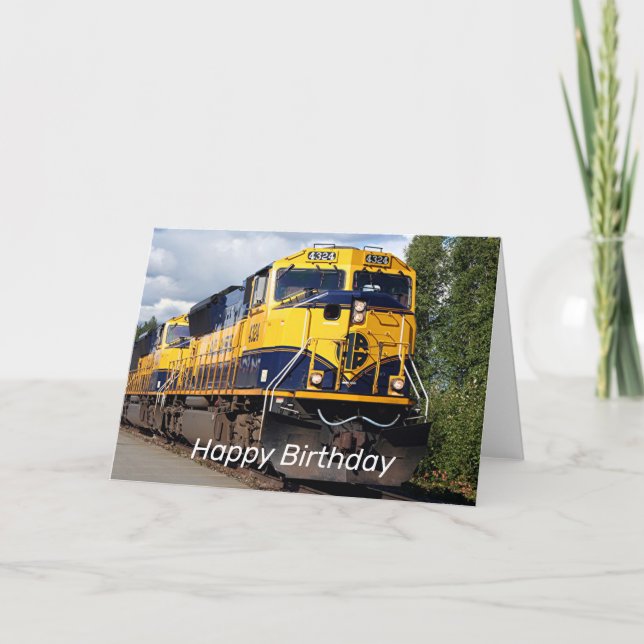 Happy Birthday: Alaska Railroad locomotive Card (Front)