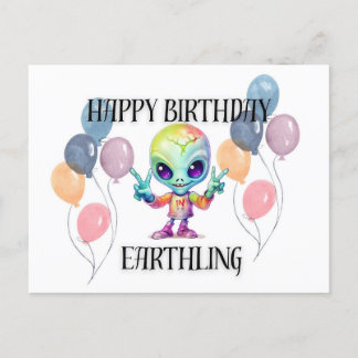 "Happy Birthday" Alien Postcard