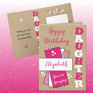 Happy Birthday amazing Daughter pink rustic Card