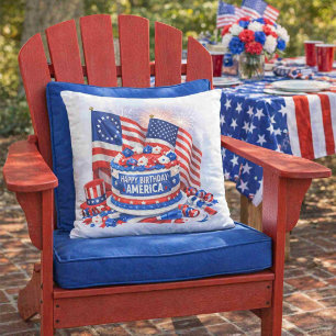 Happy Birthday America 250 Patriotic Outdoor Pillow
