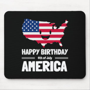 Happy Birthday America 4th Of July American Flag M Mouse Pad