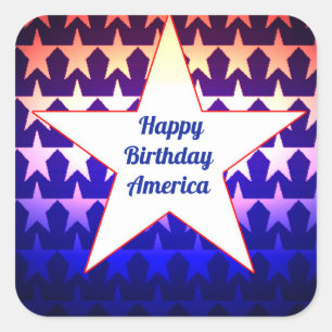 Happy  Birthday America  Personalize Square Sticker