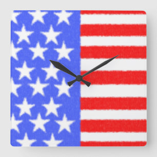 Happy  Birthday America Square Wall Clock
