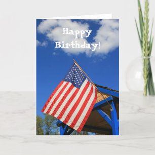 Happy Birthday American Flag greeting card