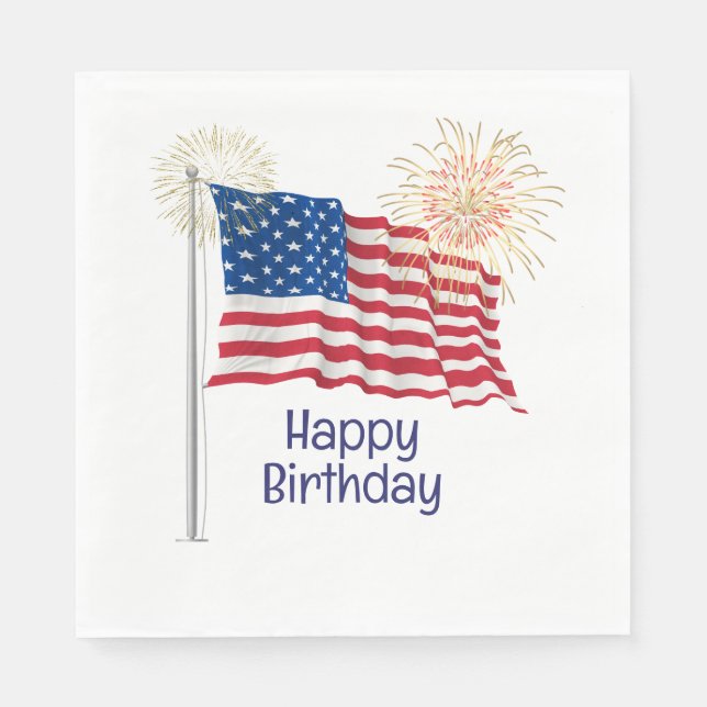 Happy Birthday American Flag Napkin (Front)