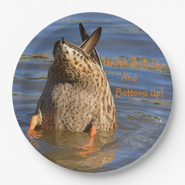 Happy Birthday and Bottoms Up Paper Plate (Front)