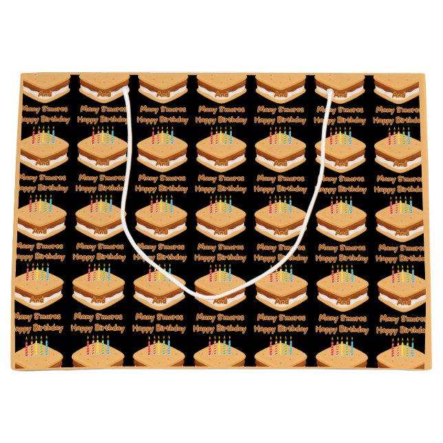 Happy Birthday And Many S'mores Large Gift Bag (Front)