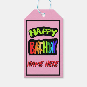 Happy birthday and personalize name gift tags