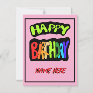 Happy birthday and personalize name postcard