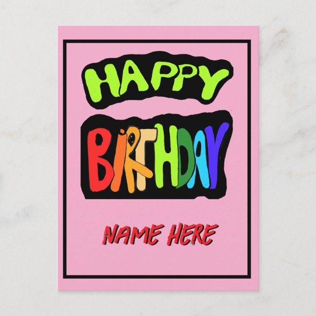 Happy birthday and personalize name postcard (Front)