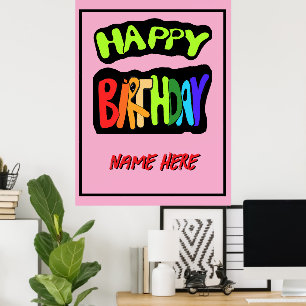 Happy birthday and personalize name poster