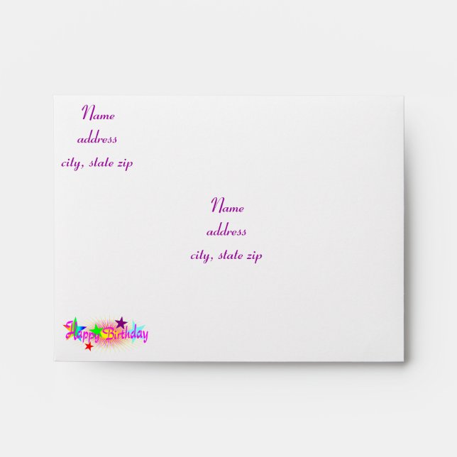 Happy Birthday and Stars - Envelope (Front)