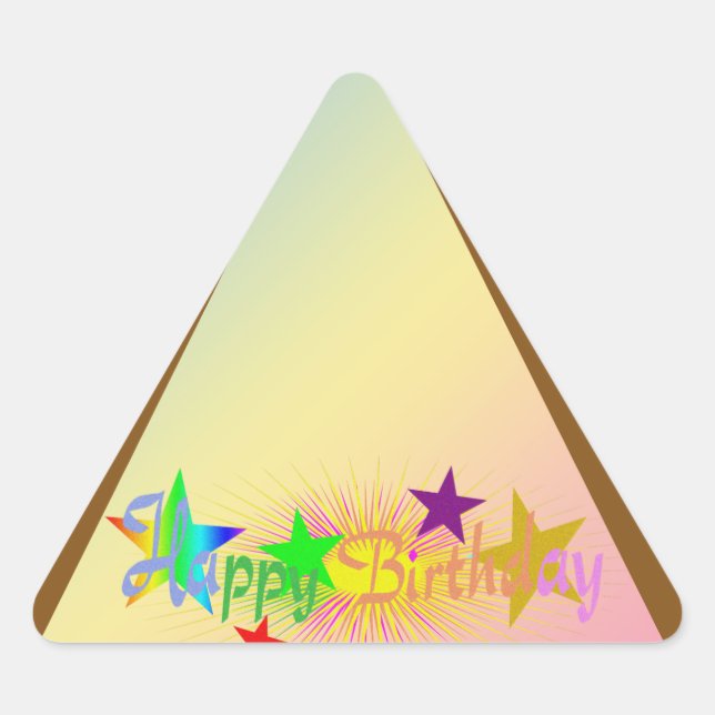 Happy Birthday and Stars - Triangle Sticker (Front)