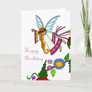 Happy Birthday Angel Ukrainian Folk Art Card