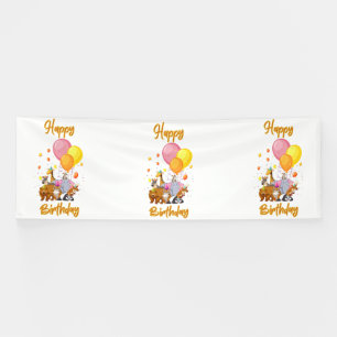 Happy Birthday Animal Collection 4x12 Vinyl Banner