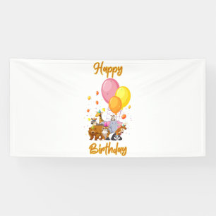 Happy Birthday Animal Collection 4x8 Vinyl Banner