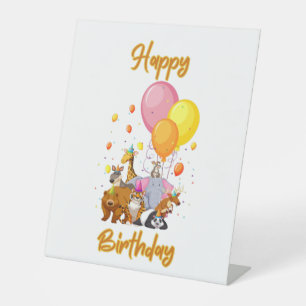 Happy Birthday Animal Collection Pedestal Sign