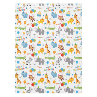 Happy birthday animal party print tablecloth