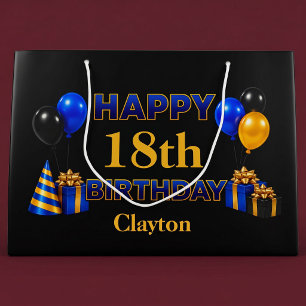 Happy Birthday Any Age Black Large Gift Bag
