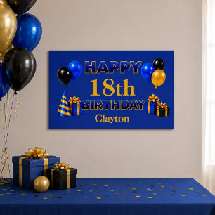 Happy Birthday Any Age Blue Poster