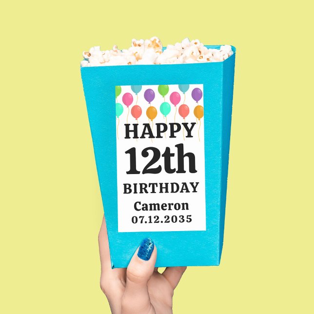 Happy Birthday Any Age Personalized Popcorn Sticker (Happy Birthday Any Age Personalized Popcorn Rectangular Sticker
)