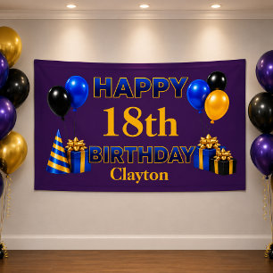 Happy Birthday Any Age Purple Banner