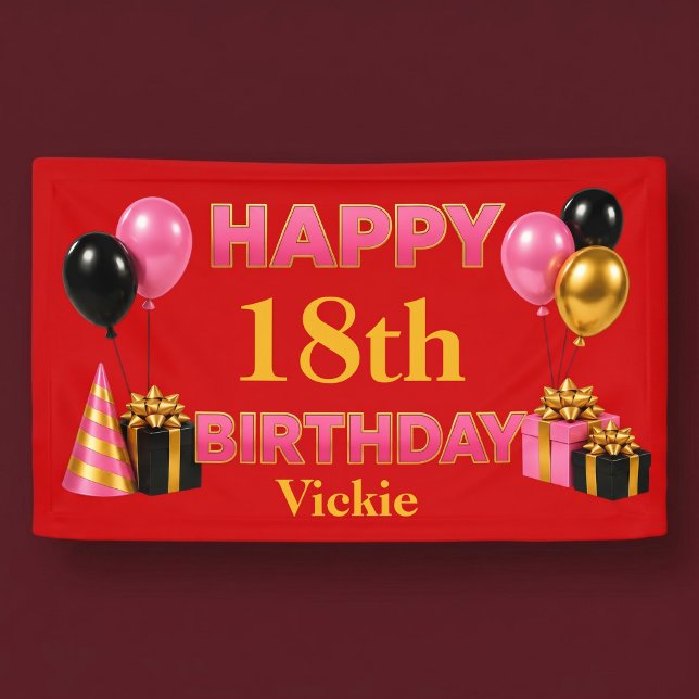 Happy Birthday Any Age Red Banner (Creator Uploaded)