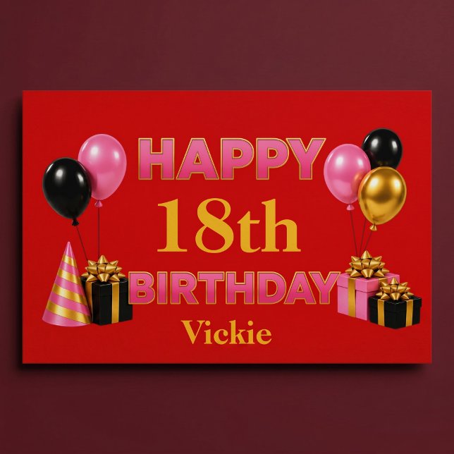 Happy Birthday Any Age Red Poster (Creator Uploaded)