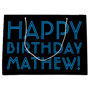 Happy Birthday (ANY NAME) Blue & Black (or diy) Large Gift Bag