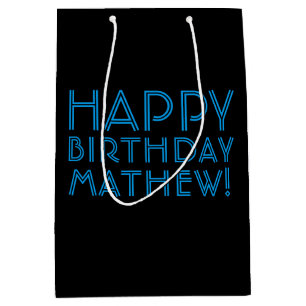 Happy Birthday (ANY NAME) Blue & Black (or diy) Medium Gift Bag