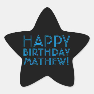 Happy Birthday (ANY NAME)   Blue & Black (or diy) Star Sticker