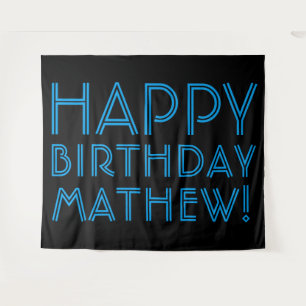 Happy Birthday (ANY NAME)   Blue & Black (or diy) Tapestry