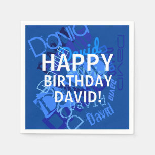 "Happy Birthday” (any name) Blue Napkin