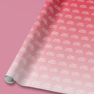 Happy Birthday & Any Name   Red Ombre Wrapping Paper