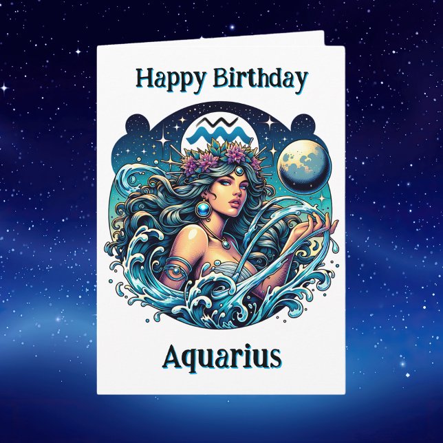 Happy Birthday Aquarius } Inside Coloring Page Card (Creator Uploaded)